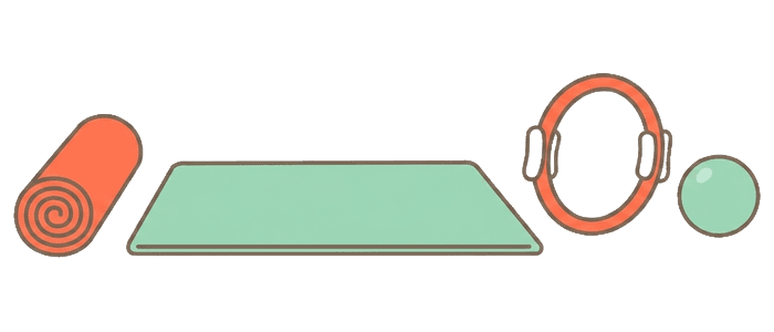 マットピラティスで使う器具のイラスト